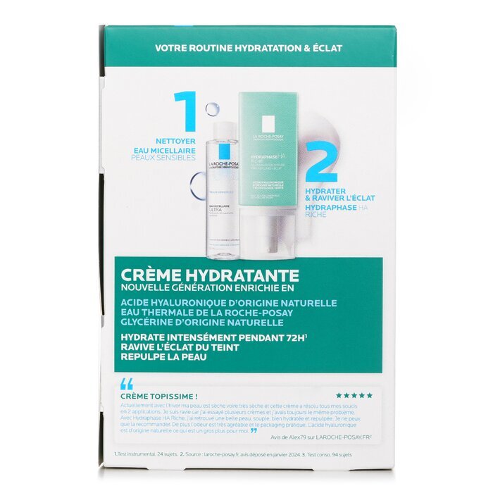 La Roche Posay Votre Routine Hydatation & Eclat Set: Hydraphase HA Riche Moisturizing Cream 50ml + Micellar Water 50ml 2pcs