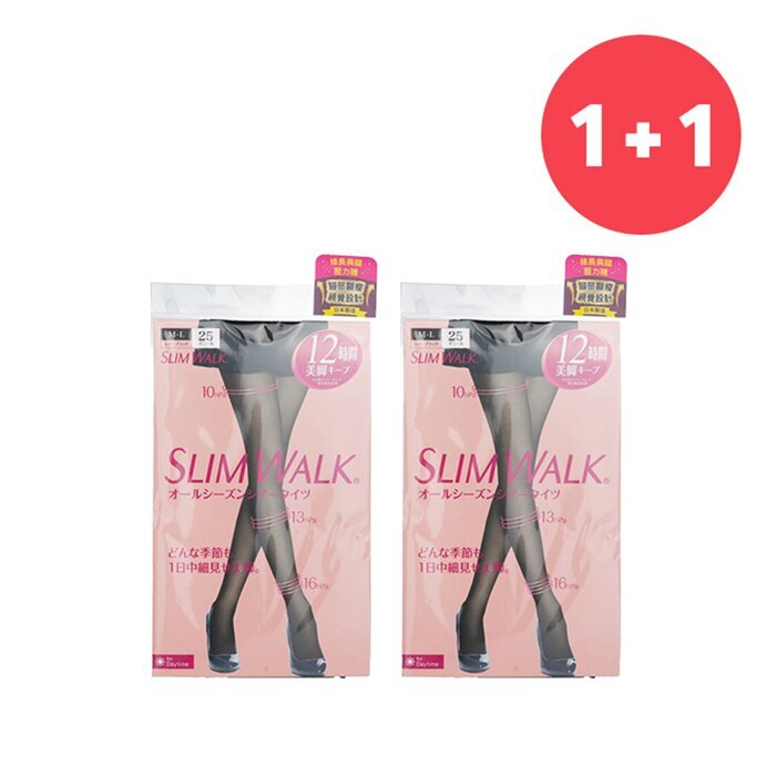SlimWalk 【1+1 Set】Compression Pantyhose With Supporting Function For Pelvis - # Black (Size: M-L) 2pcs