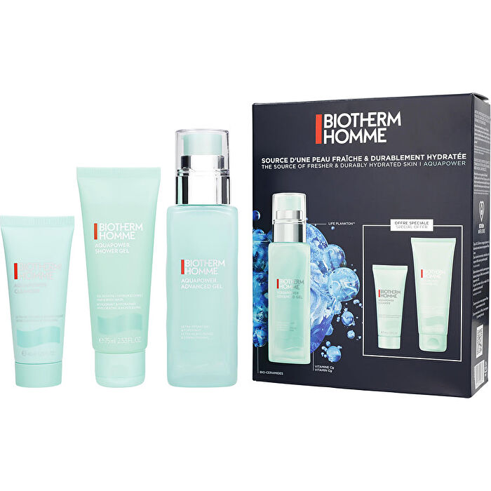 Biotherm Homme Aquapower Prestige Set: Aquapower Shower Gel 75ml/2.5oz & Aquapower Advanced Gel 75ml/2.5oz & Aquapower Cleanser 40ml/1.3oz 3pcs