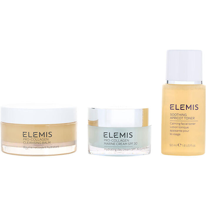 Elemis 3 Steps To Glowing Skin Kit: Pro-collagen Cleansing Balm 50g/1.7oz & Soothing Apricot Toner 50ml/1.7oz & Pro-collagen Marine Cream 30ml/1oz 3pcs