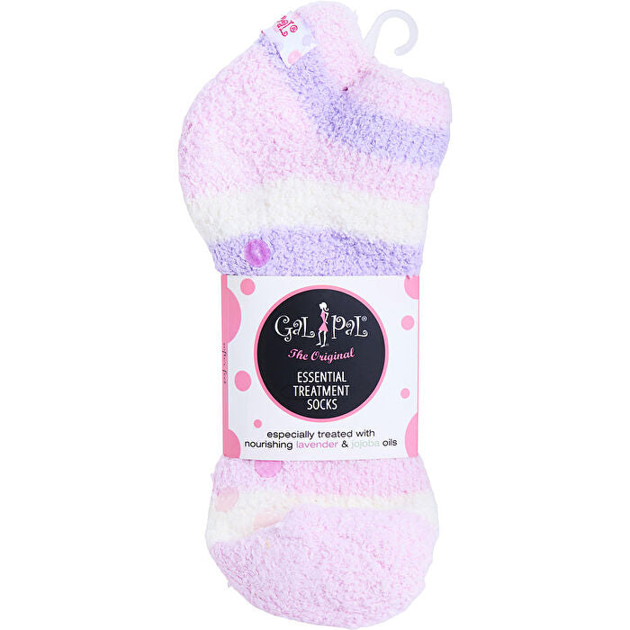 Spa Accessories Gal Pal Essential Moisture Treatment Socks With Jojoba & Lavender Oils - Lavander White Pink Stripes