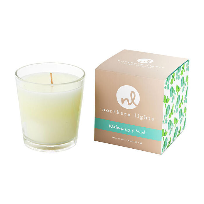 Northern Lights Watercress & Mint White Candle 266ml/9oz