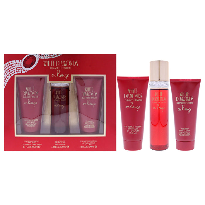 Elizabeth Taylor White Diamonds En Rouge Eau De Toilette Spray & Body Lotion & Body Wash 90ml/3.3oz