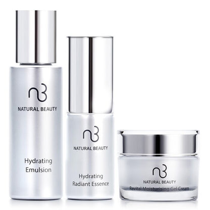 Natural Beauty Travel Set: Hydrating Emulsion 30ml + Hydrating Radiance Essence 14ml + Revital Moisturising Gel Cream 14g 3pcs