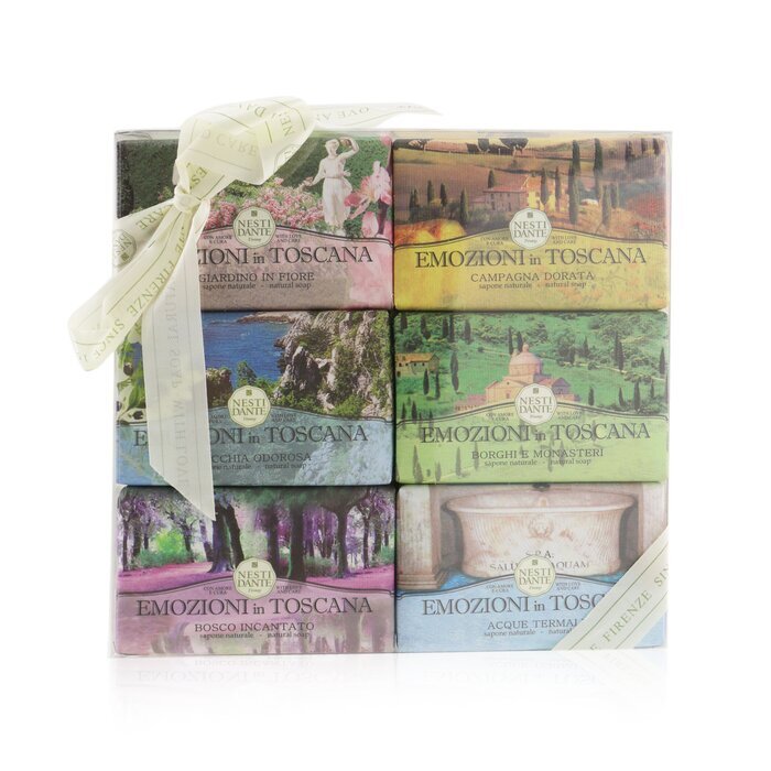 Nesti Dante Emozioni In Toscana The Collection Gift Set (#Gardino In Flore, #Campagna Dorata, #Macchia Odorosa, #Borghi E Monasteri, #Bosco Incantato, #Thermal Water) 6x 150g/5.3oz