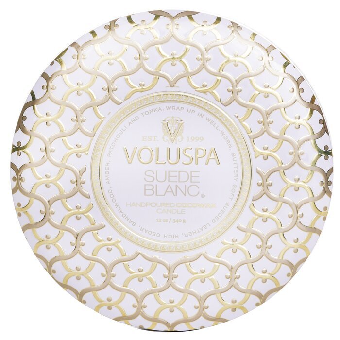 Voluspa 3 Wick Decorative Tin Candle - Suede Blanc 340g/12oz