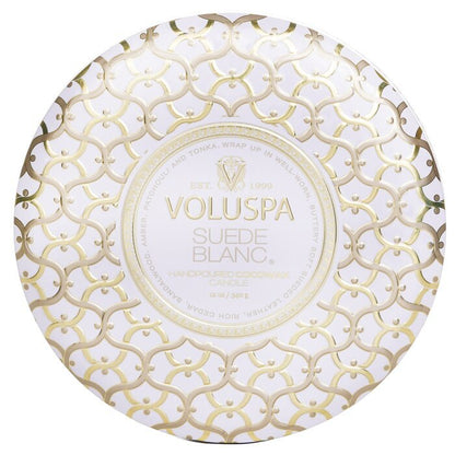 Voluspa 3 Wick Decorative Tin Candle - Suede Blanc 340g/12oz