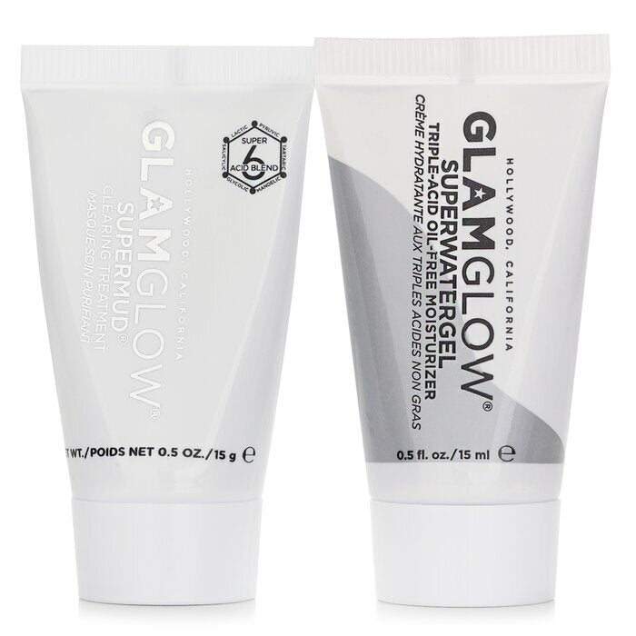 Glamglow Pore-Clearing & Minimizing Set: Supermud Clearing Treatment 15g + Superwatergel Moisturizer 15ml 2pcs