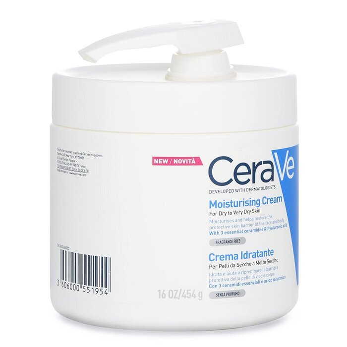 CeraVe Moisturising Cream For Dry to Very Dry Skin (With Pump)(Random Packaging) 454g/16oz