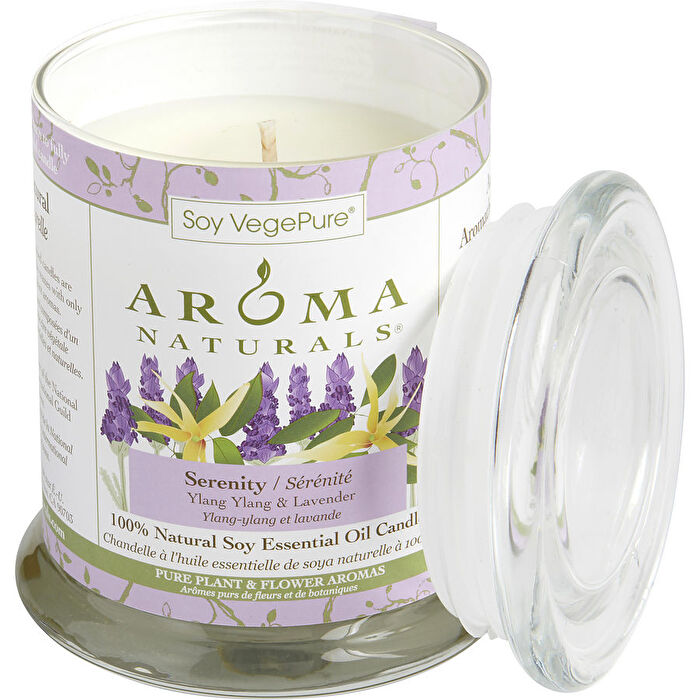 Serenity Aromatherapy One 3.7x4.5 Inch Medium Glass Pillar Soy Aromatherapy Candle