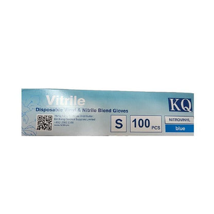 KQ - Vitrile Disposable Vinyl & Nitrile Blend Gloves -blue (S) S