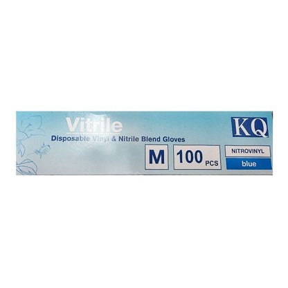 KQ - Vitrile Disposable Vinyl & Nitrile Blend Gloves -blue (M) M