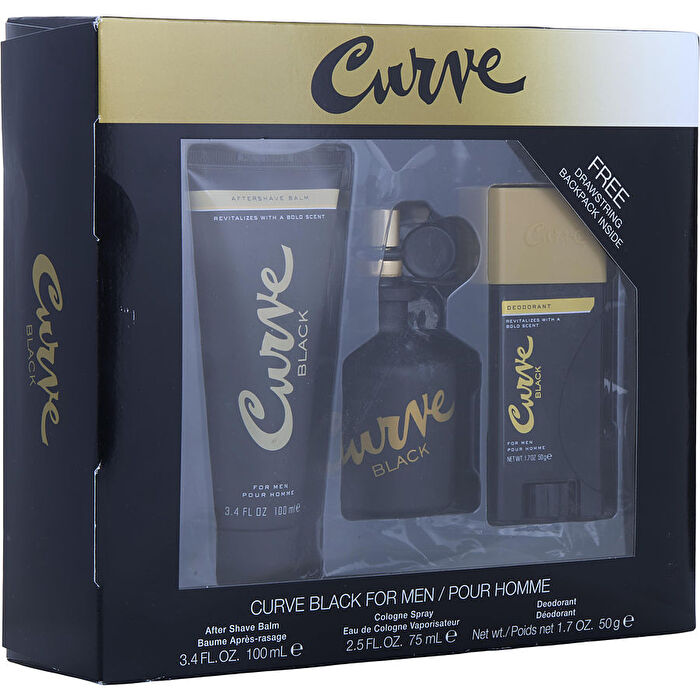Liz Claiborne Curve Black Cologne Spray 75ml/2.5oz & After Shave Balm 100ml/3.4oz & Deodorant Stick 50ml/1.7oz