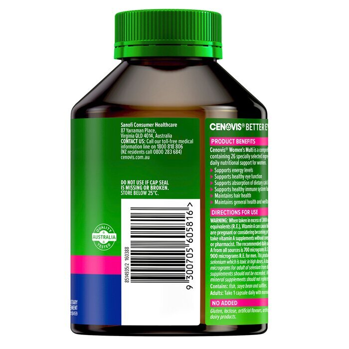 [Authorized Sales Agent] Cenovis Once Daily Women's Multi - 100 Capsules(Expiry date:May 2025) 100pcs/box