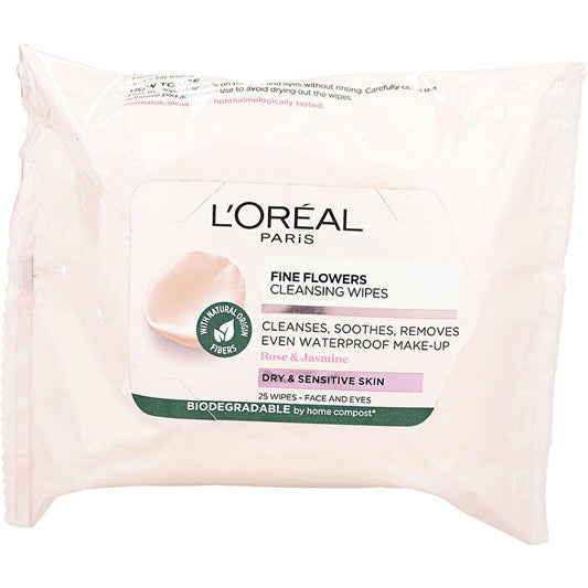 L'oreal Skin Expert Fine Flowers Cleansing Wipes- For Dry And Sensitive Skin 25pcs