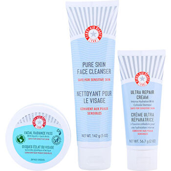 First Aid Beauty Fab Faves Kit - Facial Radiance Pads 28 Pads & Ultra Repair Cream 60ml/2oz & Face Cleanser 150ml/5oz 3 Pcs