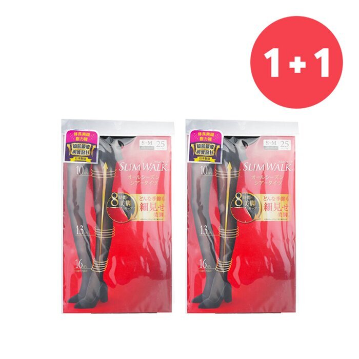 SlimWalk 【1+1 Set】Compression Pantyhose With Supporting Function For Pelvis - # Black (Size: S-M) 2pcs