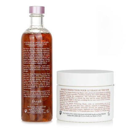 Fresh Black Tea Instant Perfecting Mask + Rose Deep Hydration Facial Toner 2pcs