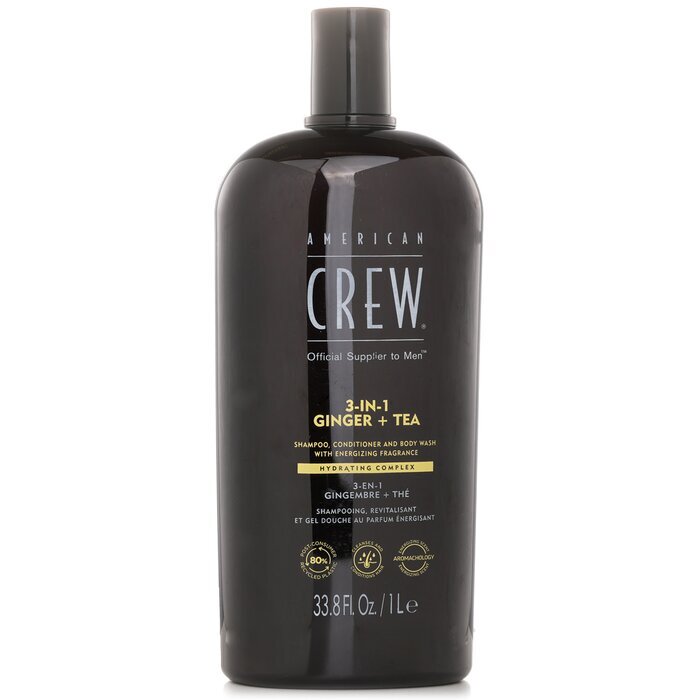 American Crew 3-in-1 Ginger + Tea Shampoo, Conditioner And Body Wash 1000ml/33.8oz