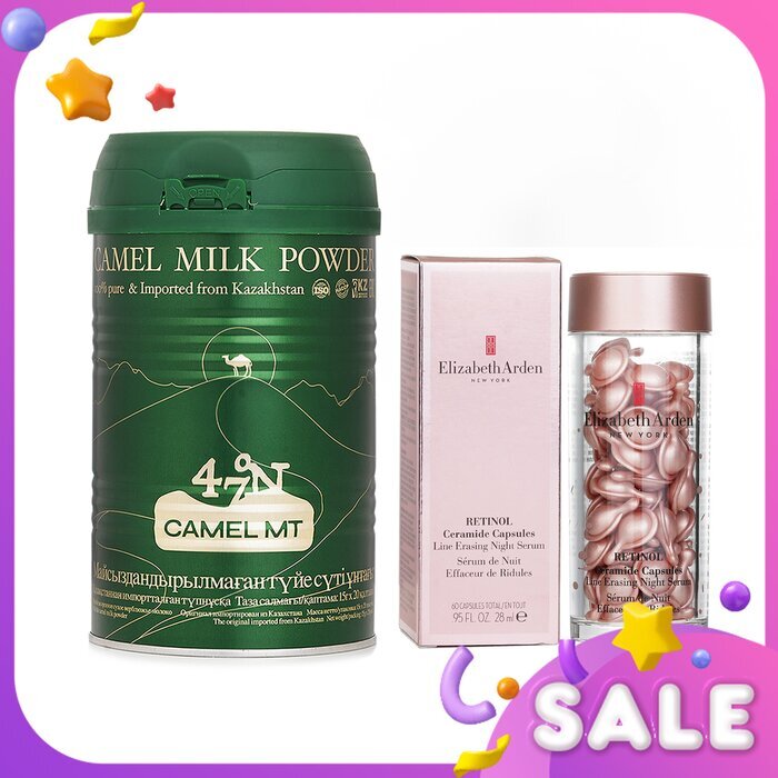Camel MT Camel Milk Powder + Elizabeth Arden Ceramide Retinol Capsules (60 Caps) 2pcs
