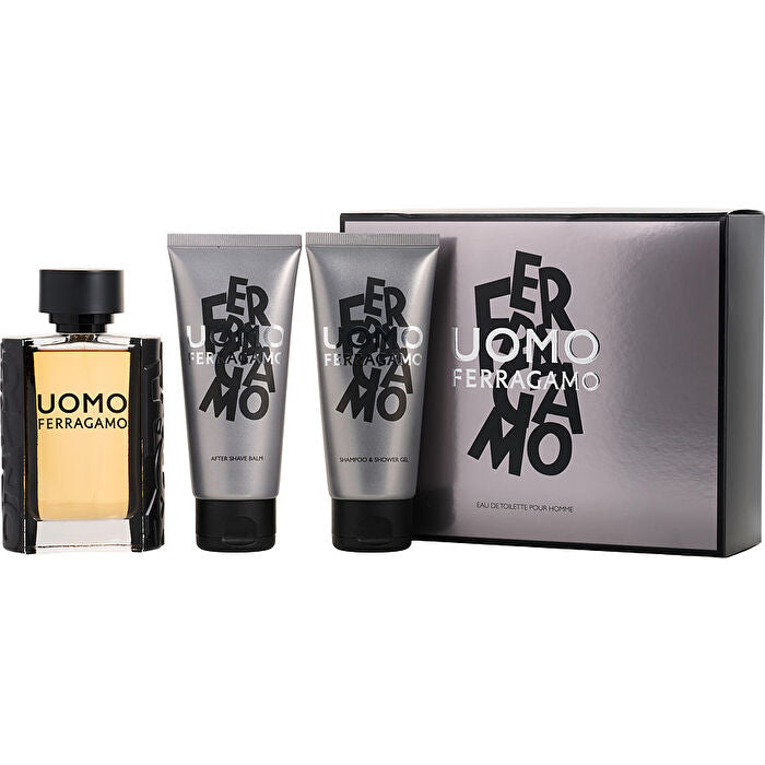 Salvatore Ferragamo Uomo Eau De Toilette Spray & Aftershave Balm & Shower Gel 90ml/3.4oz