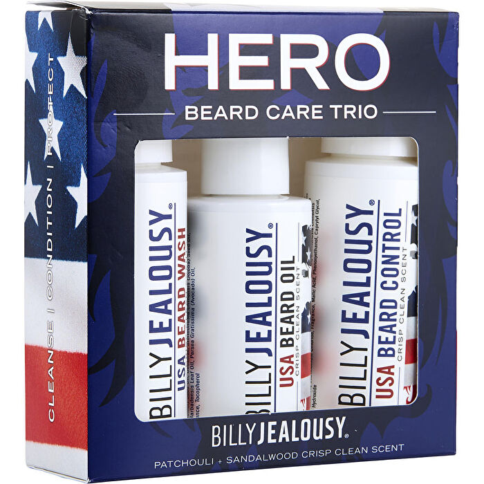 Billy Jealousy Hero Beard Care Trio: Usa Beard Wash & Usa Beard Control & Usa Beard Oil 60ml/2oz