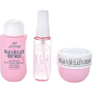 Sol De Janeiro Beija Flor Jet Set: Elasti Cream 30ml/1.7oz & Body Wash 90ml/3oz & Brazilian Crush Cheirosa 68 Hair & Body Mist 30ml/1oz 3pcs