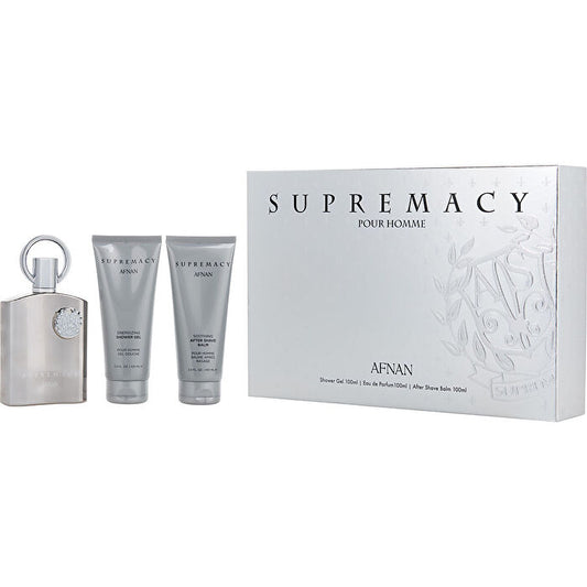 Afnan Perfumes Afnan Supremacy Silver Eau De Parfum Spray & Aftershave Balm & Shower Gel 90ml/3.4oz