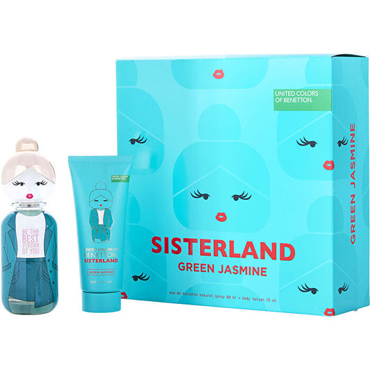 Benetton Sisterland Green Jasmine Eau De Toilette Spray 80ml/2.7oz & Body Milk 75ml/2.5oz