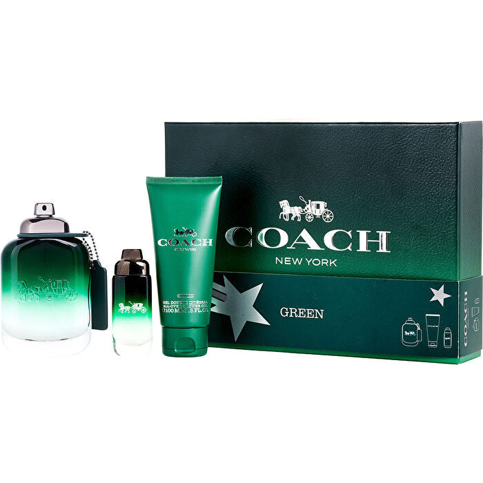 Coach Green Eau De Toilette Spray 90ml/3.3oz & Shower Gel 90ml/3.4oz & Eau De Toilette Spray 0.5oz