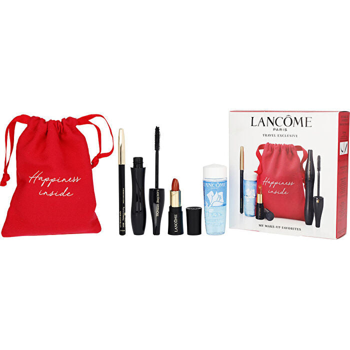 Lancome Happiness Inside Mascara Set: Hypnose Mascara Noir & Crayon Khol Noir Pencil 1.14g/0.03oz & L'absolu Shaping Cream Lipstick # 274 French Tea 1.6g/0.03oz & Bi-facil I 30ml/1oz 4pcs+ Pouch