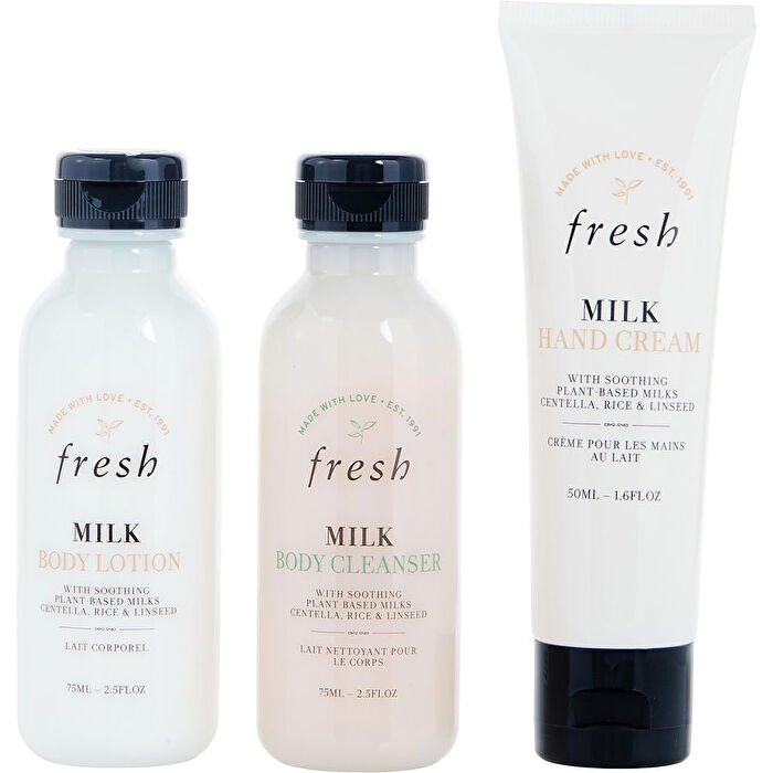 Fresh Body Nourishing Trio: Milk Body Wash 75ml/2.5oz & Milk Body Lotion 75ml/2.5oz & Milk Intenstive Hand Cream 50ml/1.7oz 3pcs