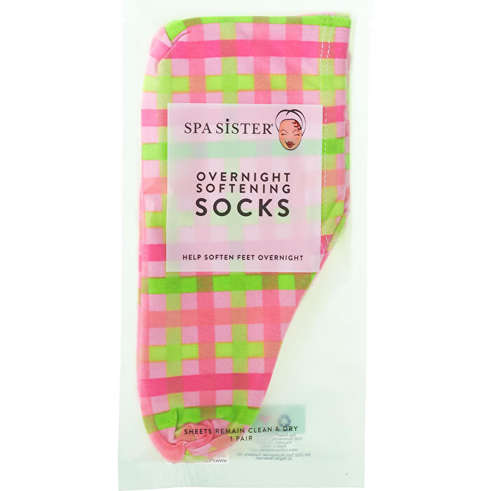Spa Accessories Spa Sister Overnight Softening Socks - Pink Plaid