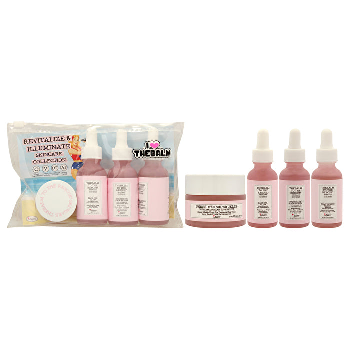 Thebalm Revitalize And Illuminate Skincare Collection: Under Eye Super Jelly 0.5oz & Face Oil Glow 30ml/1oz & Biomimetic Face Serum 30ml/1oz & Complexion Serum 30ml/1oz 4pcs